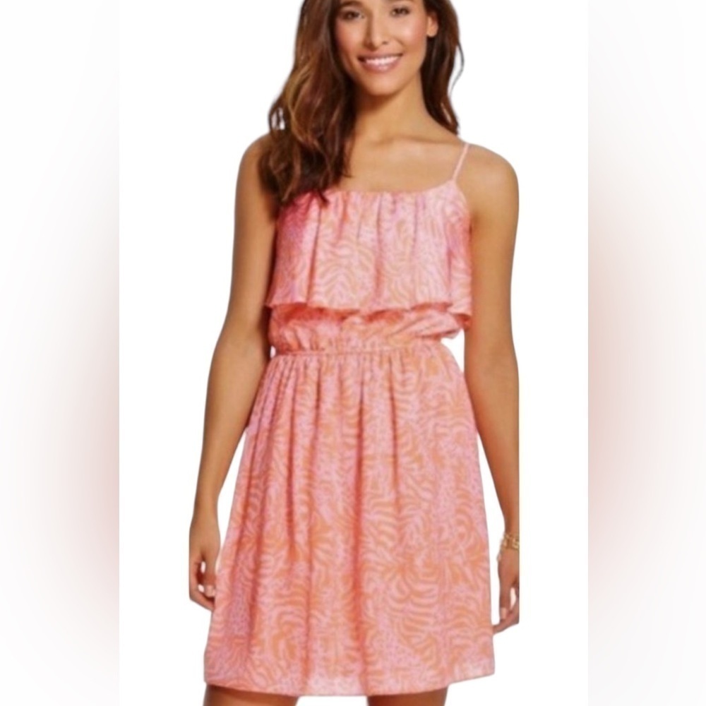 Lilly Pulitzer Target Giraffe Flounce Dress Lined Animal Print Pink/Orange XS